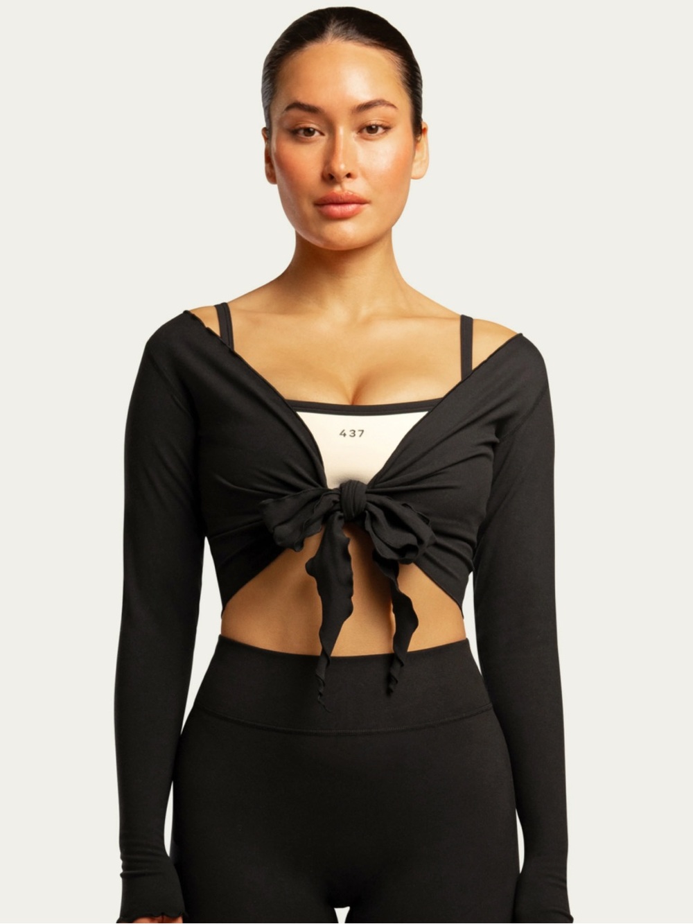 The Wrap Top (437) - BLACK SIZE SMALL